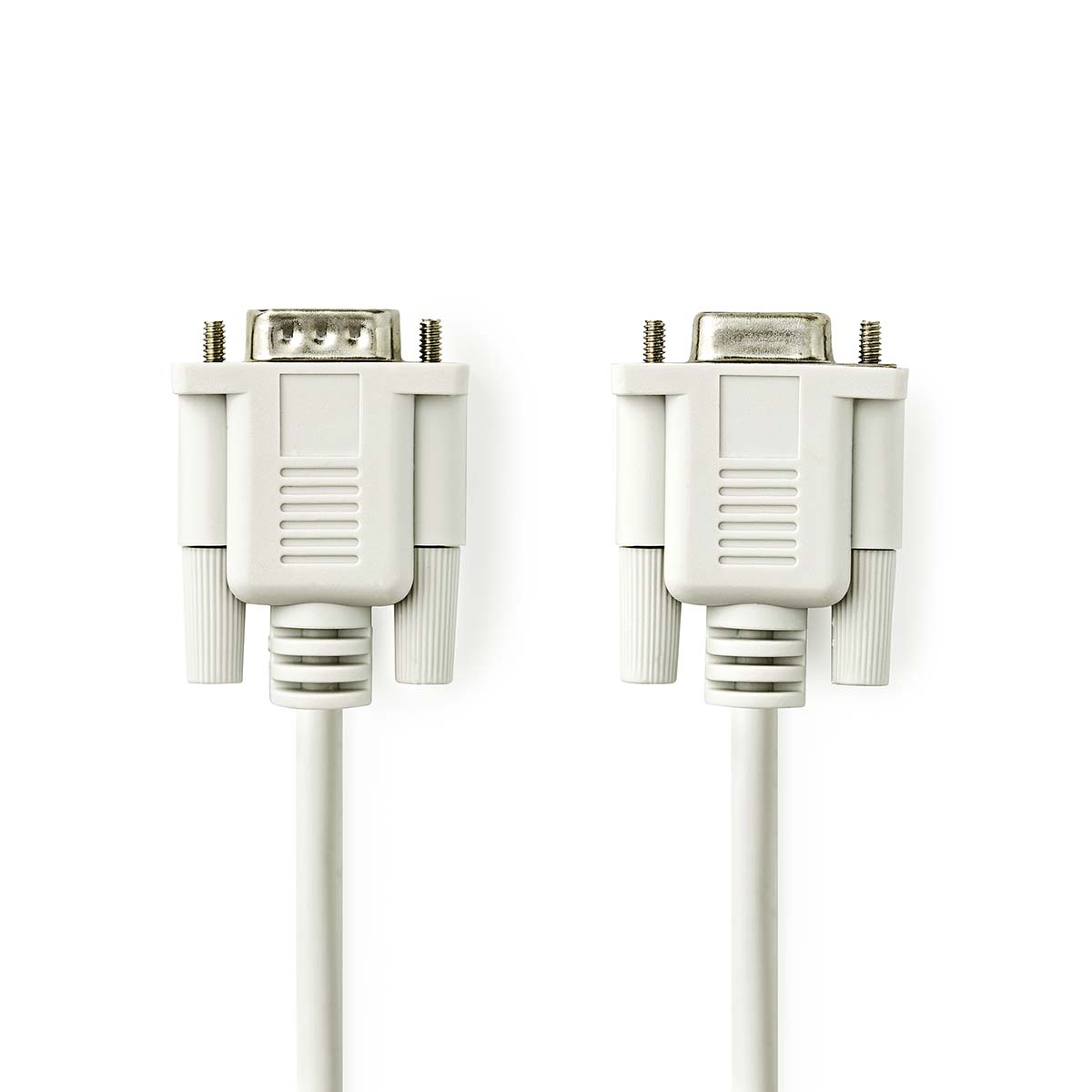 Dos conectores VGA blancos sobre fondo blanco.