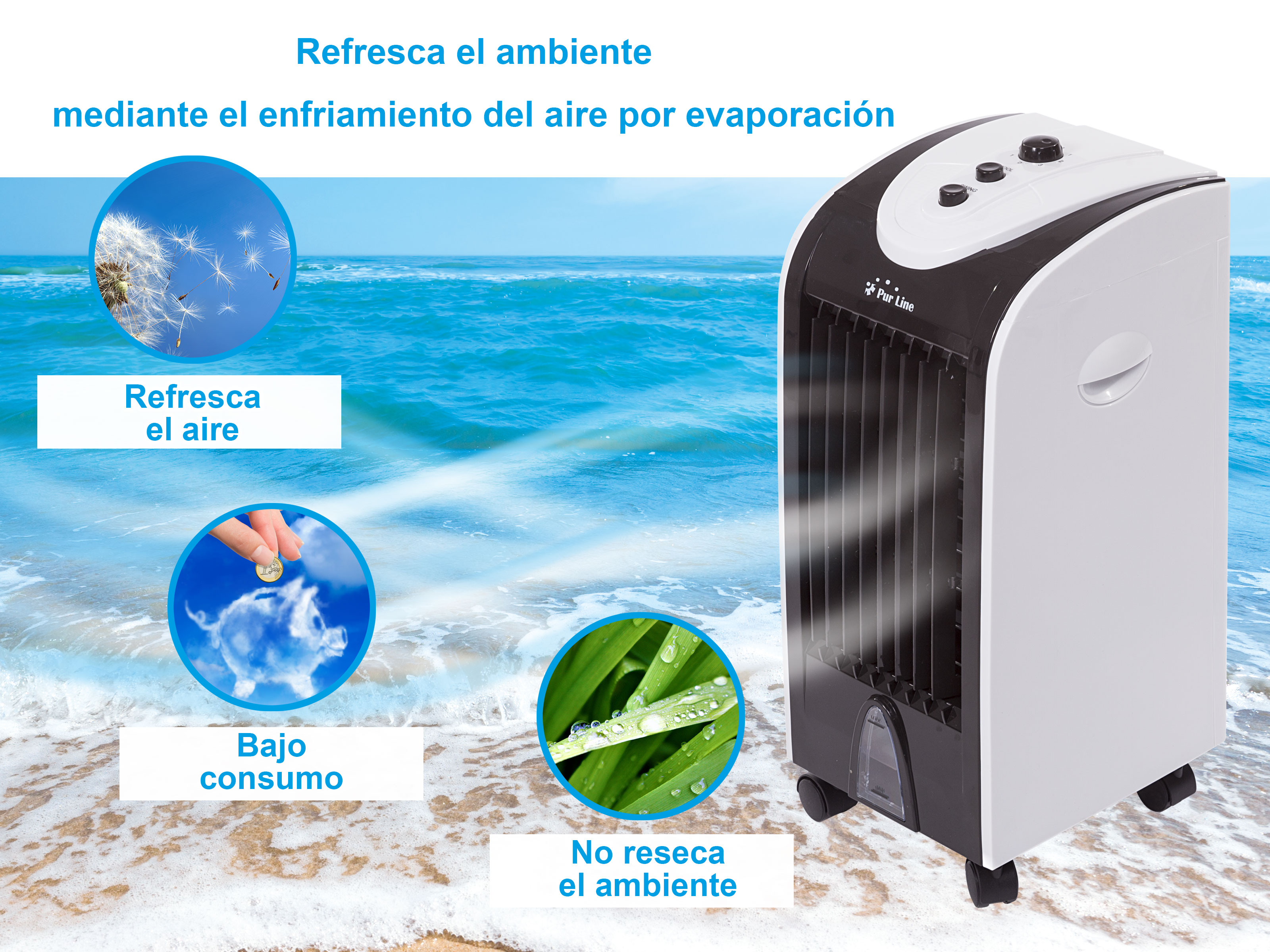COOL-Funktion Luftkühler Energieeffiziente PURLINE mit Verdunstungskühlung