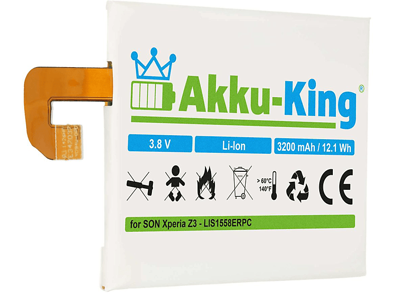 AKKU-KING Akku kompatibel mit Sony LIS1558ERPC Li-Ion Handy-Akku, 3.8 Volt, 3200mAh