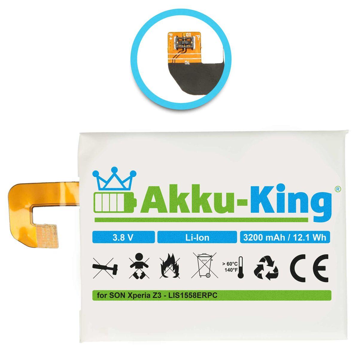 AKKU-KING Akku kompatibel mit 3200mAh 3.8 Sony Volt, LIS1558ERPC Handy-Akku, Li-Ion