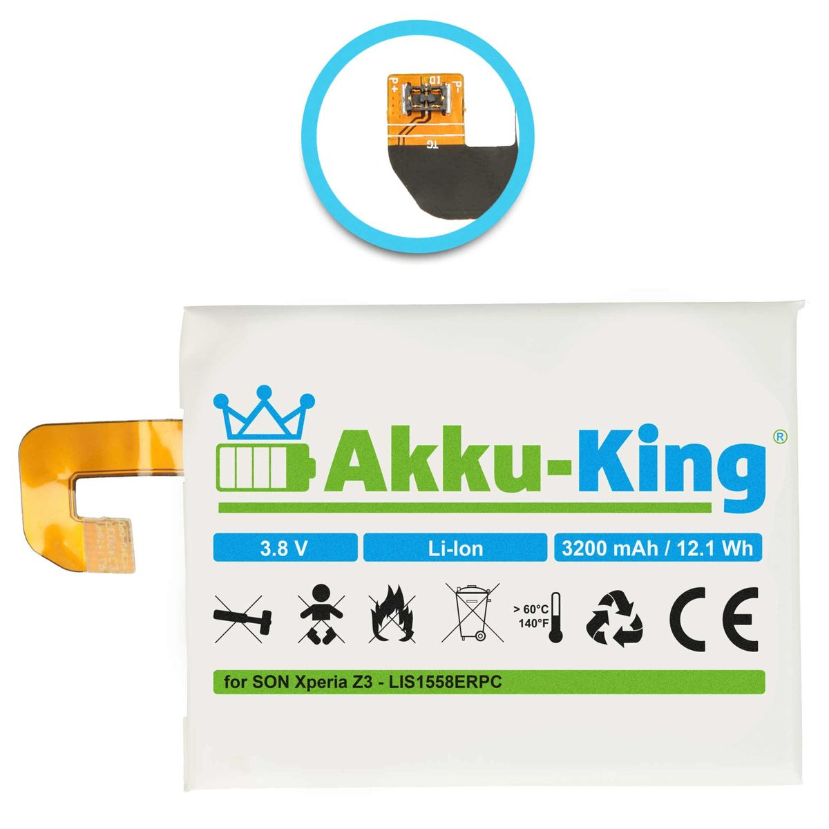 kompatibel AKKU-KING Akku 3200mAh Sony Li-Ion Handy-Akku, 3.8 Volt, mit LIS1558ERPC