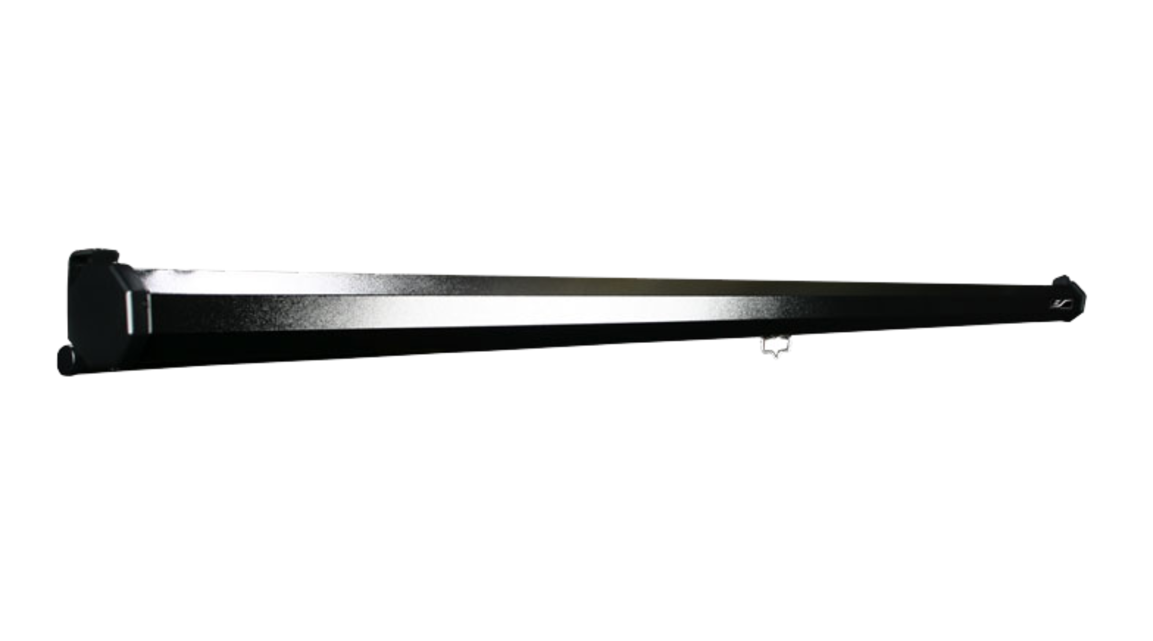 Schwarze Projektorleinwand auf schwarzem Hintergrund.