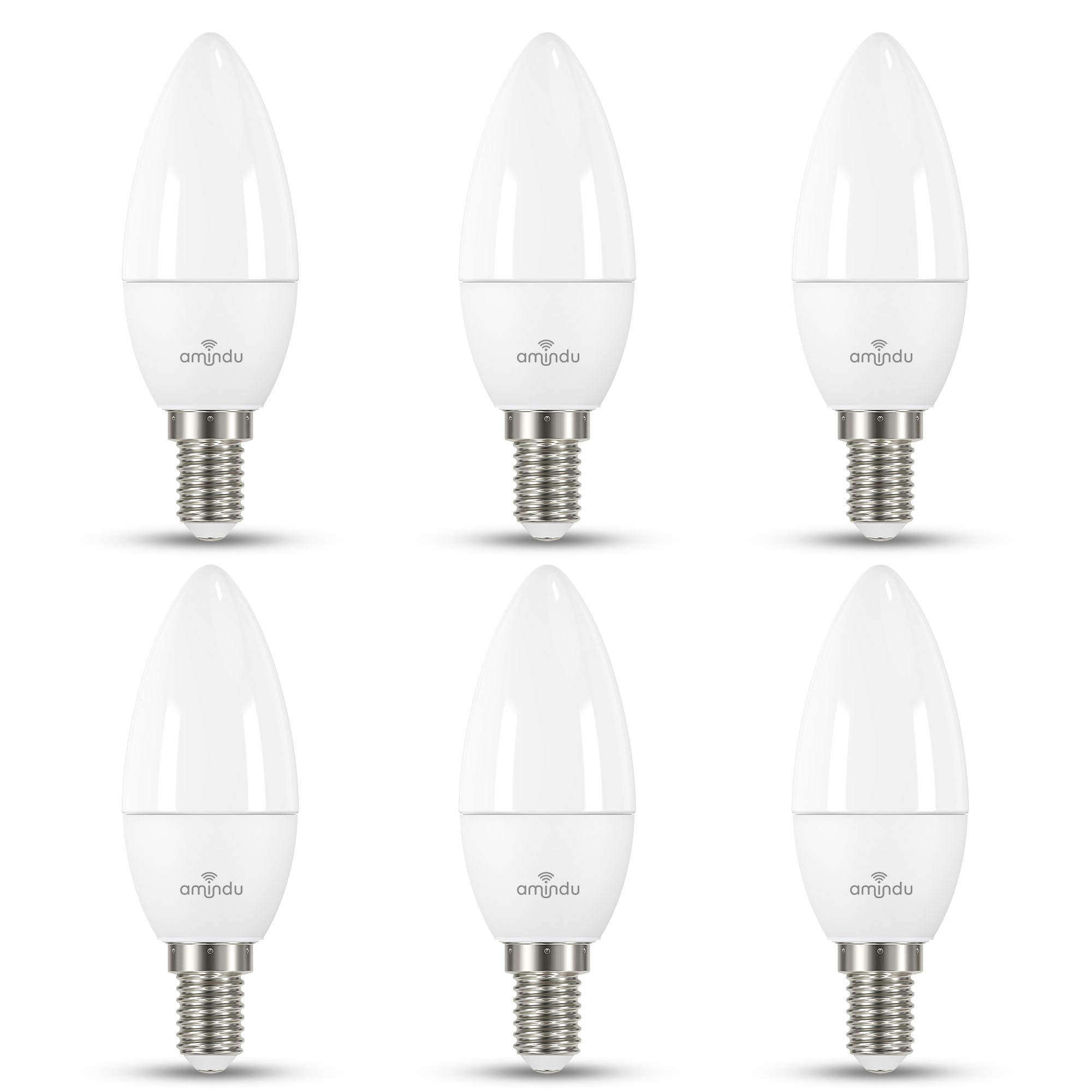 Lumen 4,9 LED Kerze E14 4000K AMINDU Kaltweiß/Kühlweiß Watt Retrofit 470 Glühbirne