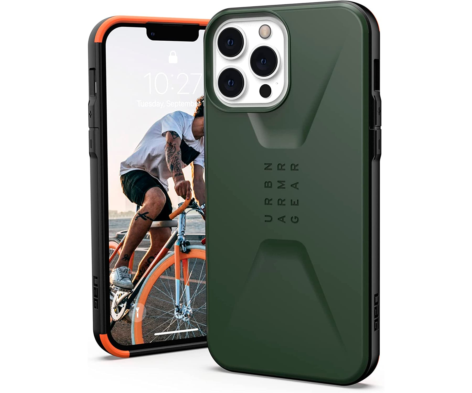 Funda Smartphone Urban armor gear para iphone 13 max verde uag civilian olive carcasa rugerizada apple compatible con carga de resistente pantalla borde