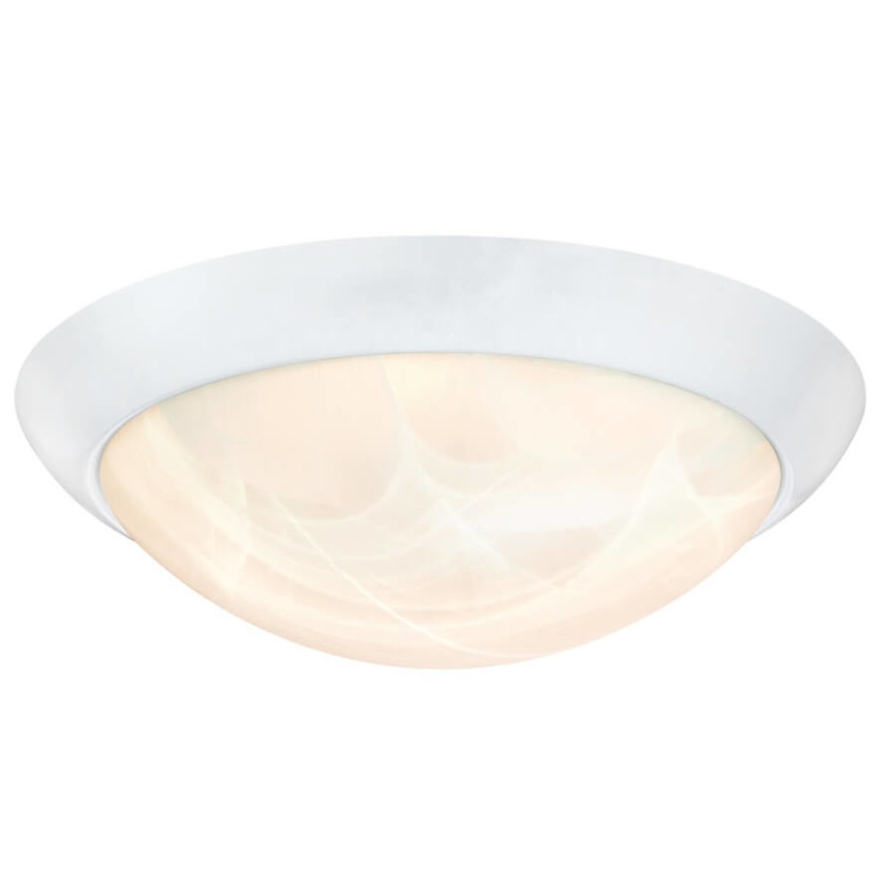 Weiße Deckenleuchte mit rundem Design und einer Abdeckung aus Milchglas.