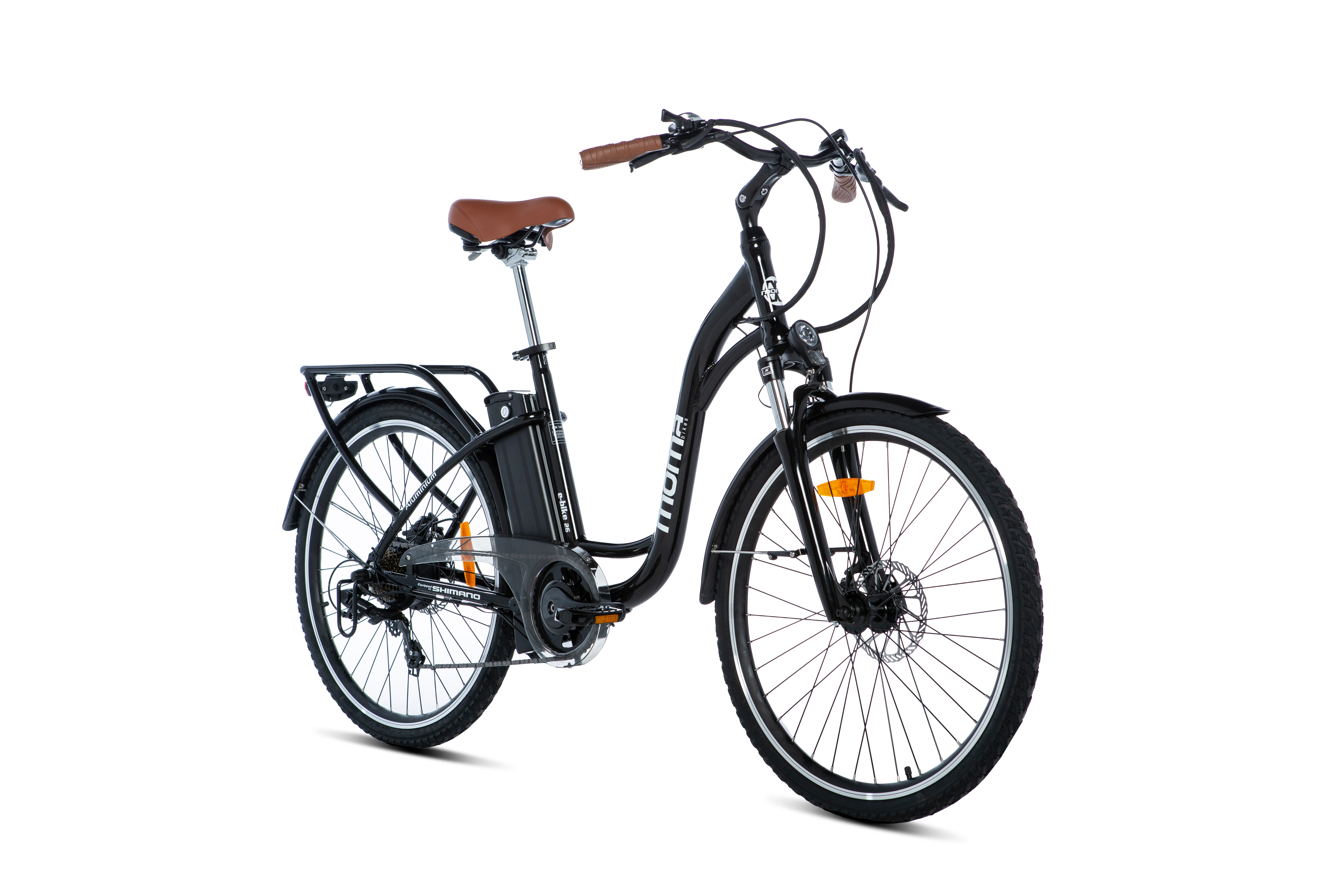 - Moma Bikes "E26.2", Aluminio, SHIMANO 7V, Frenos Hydraulicos Bat. Ion Lithium 36V 16Ah MOMABIKES, 250 W, 25 km/hkm/h, Negro