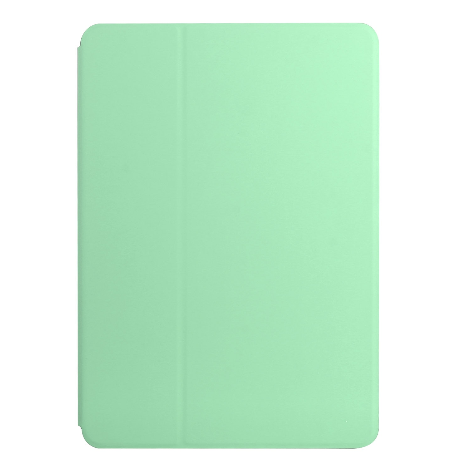 Eine mintgrüne Tablet-Hülle, geschlossen und von vorne betrachtet.
