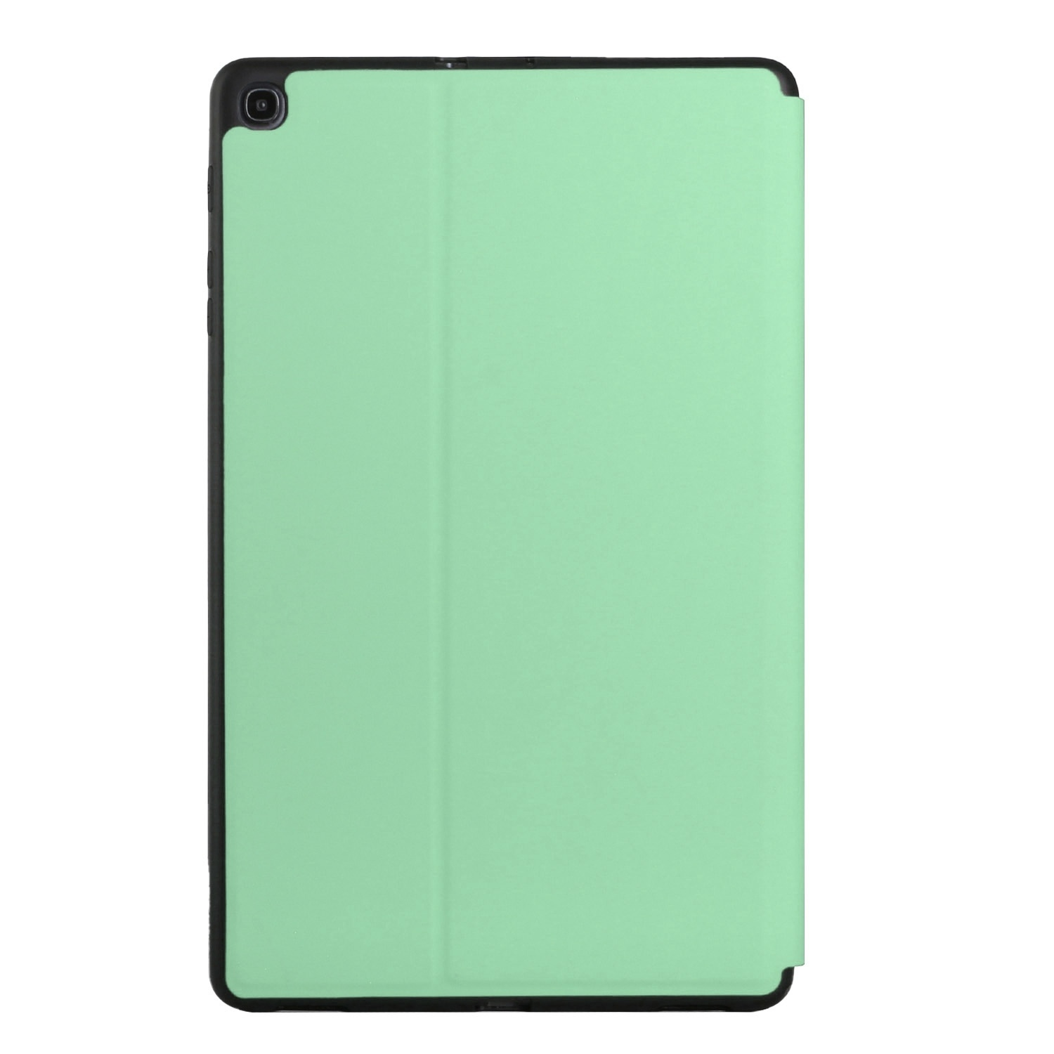 Tablet-Hülle mit mintgrüner Abdeckung und schwarzem Rahmen. Der Bildschirm ist sichtbar.