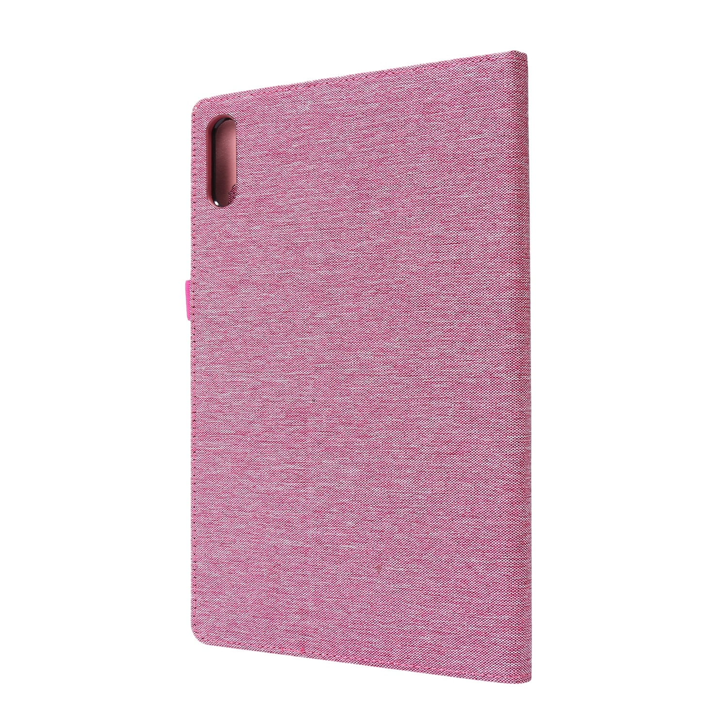 Eine rosa Handyhülle mit strukturierter Oberfläche, Kameraausschnitt und Magnetverschluss.