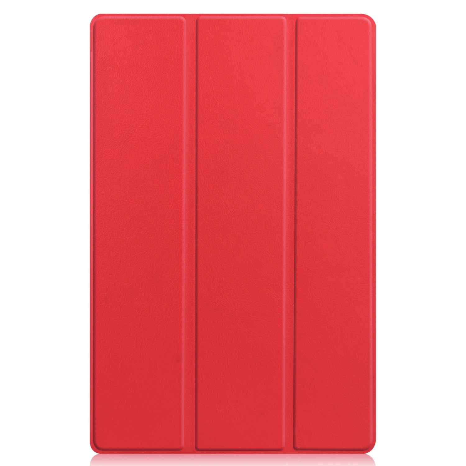 Roter Tablet-Cover, geschlossen, vor weißem Hintergrund.