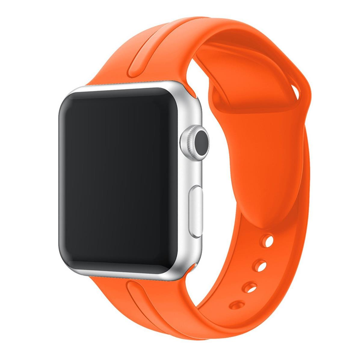 Apple, Silikonarmband Watch Orange 42/44/45/49mm, COVERKINGZ Ersatzarmband, Sport Ultra/8/7/6/SE/5/4/3/2/1,