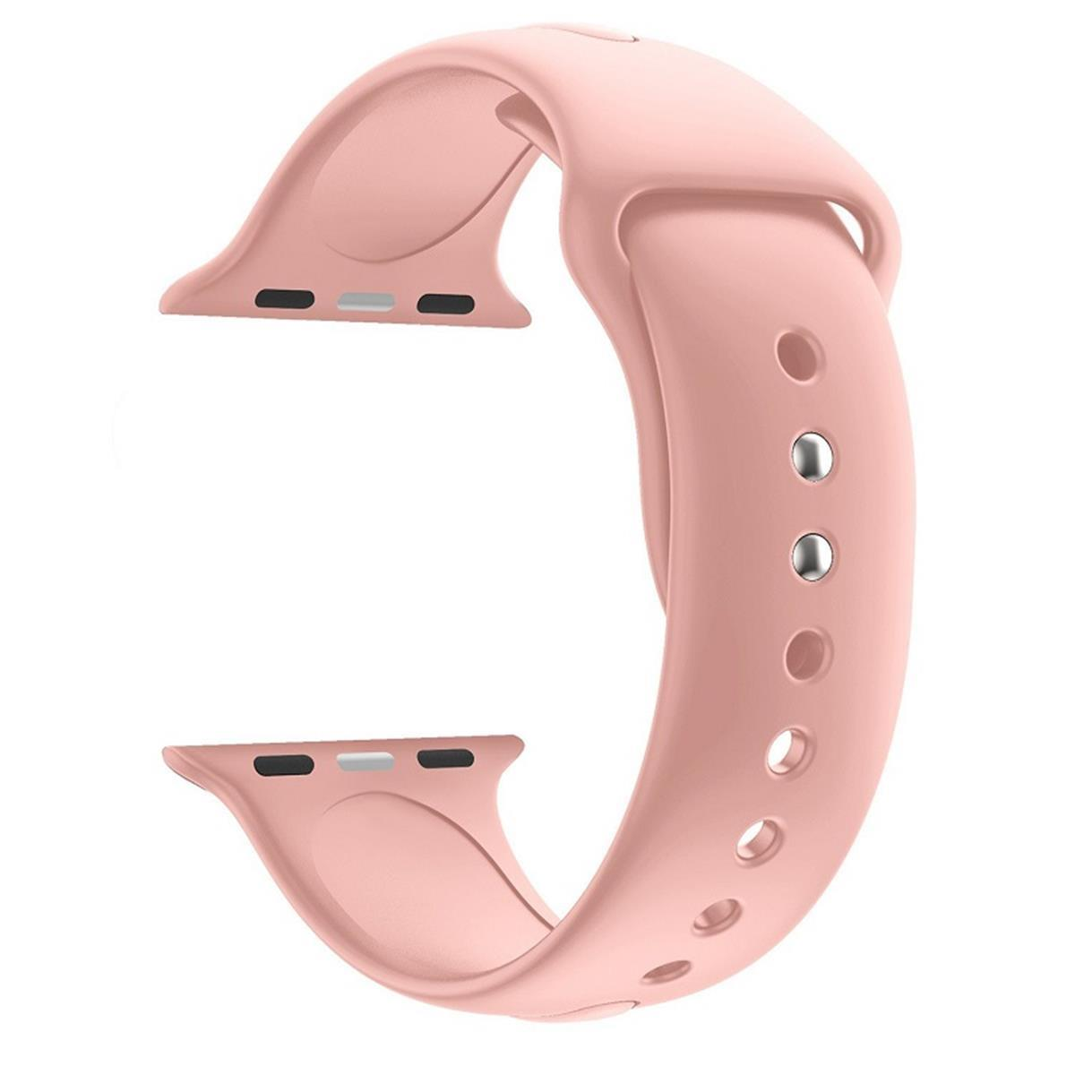 Rosa Uhrenarmband, geschwungenes Design, mit Befestigungspunkten.