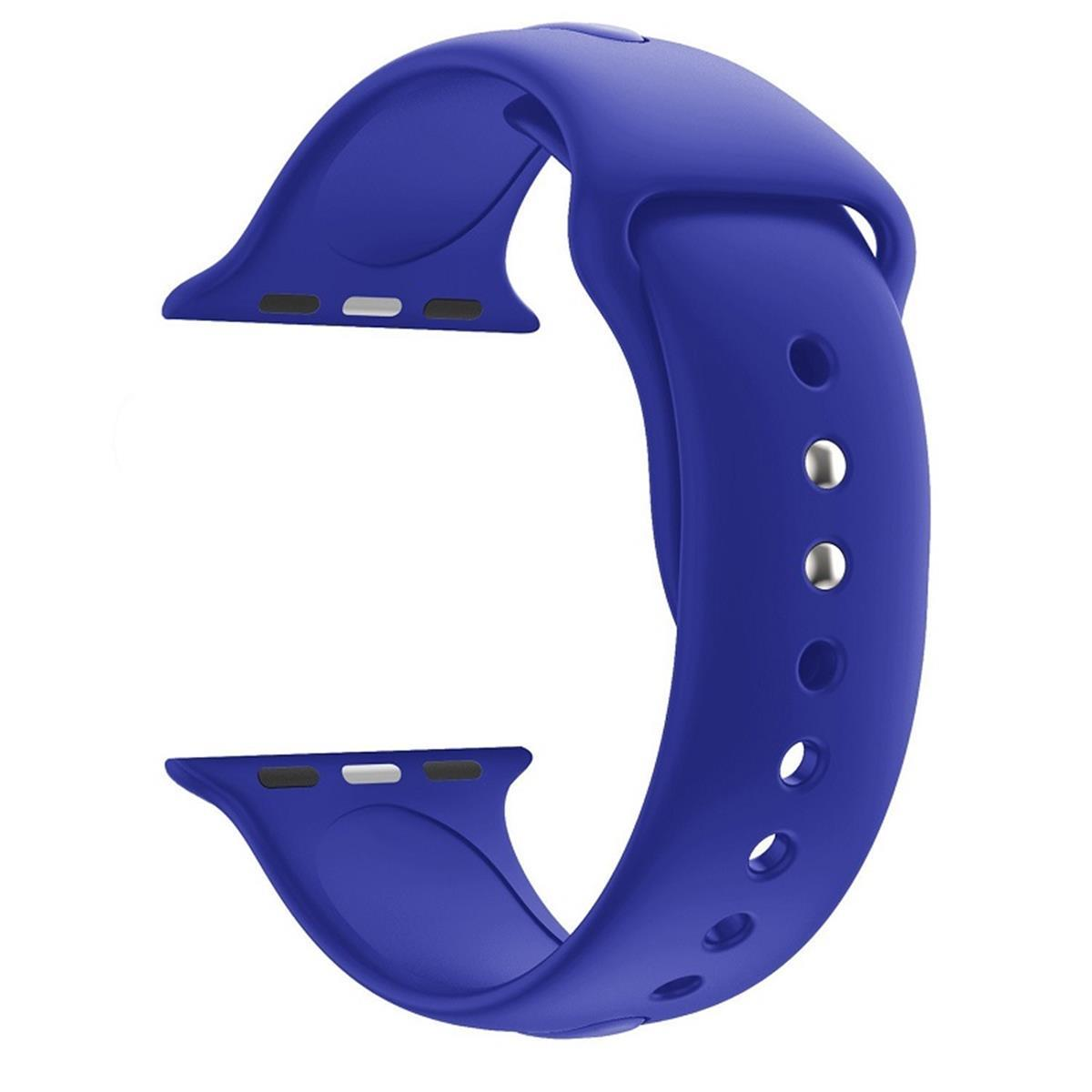 Blaues Smartwatch-Armband. Weißer Hintergrund.