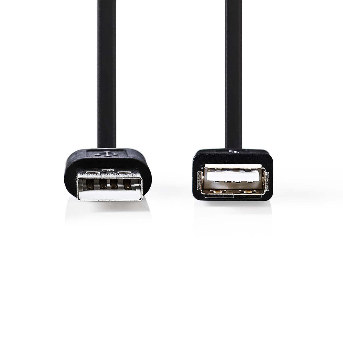 Due cavi USB neri con connettori USB-A, posti su una superficie bianca.
