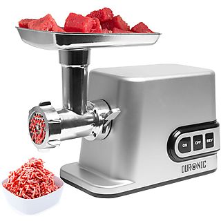 Picadora de carne  - Acero inoxidable - 3 placas de corte, Accesorios para preparar salchichas, albóndigas, hamburguesas DURONIC, 3000W, Gris