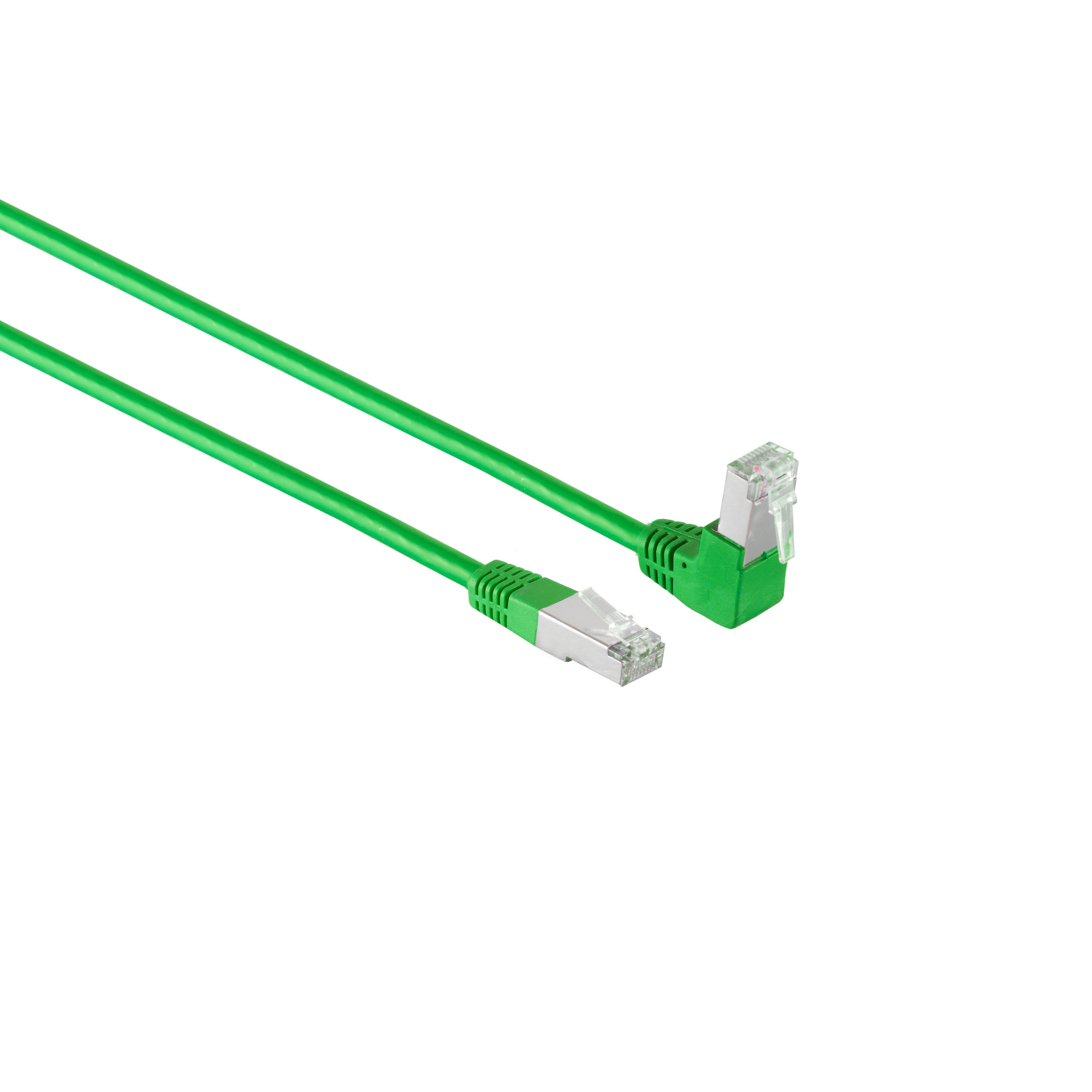 Kabel RJ45, S/FTP Winkel-gerade 0,5m, grün Patchkabel cat m KABELBUDE 0,50 6 PIMF