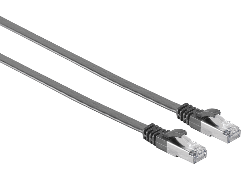 KABELBUDE RJ45 Flachkabel m. CAT 7 Rohkabel slim sw 0,25m, Patchkabel RJ45, 0,25 m