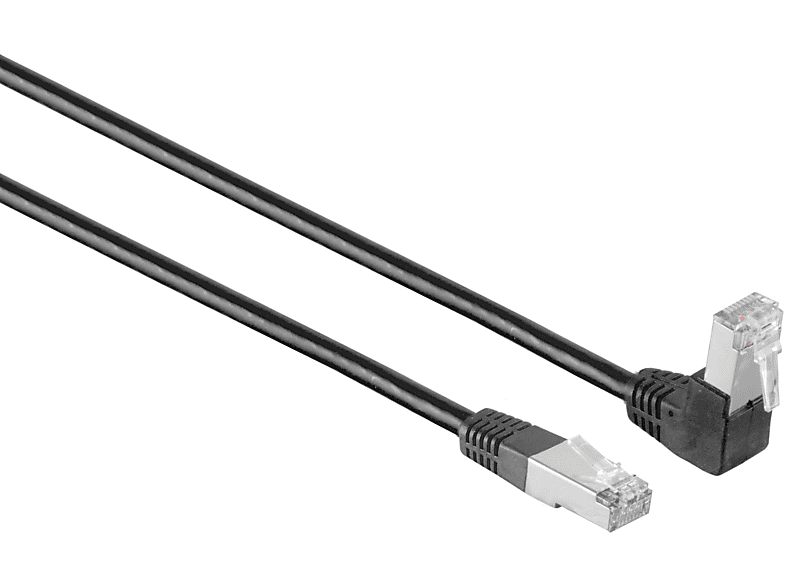 KABELBUDE Kabel cat 6 S/FTP PIMF Winkel-gerade schwarz 2m, Patchkabel RJ45, 2 m