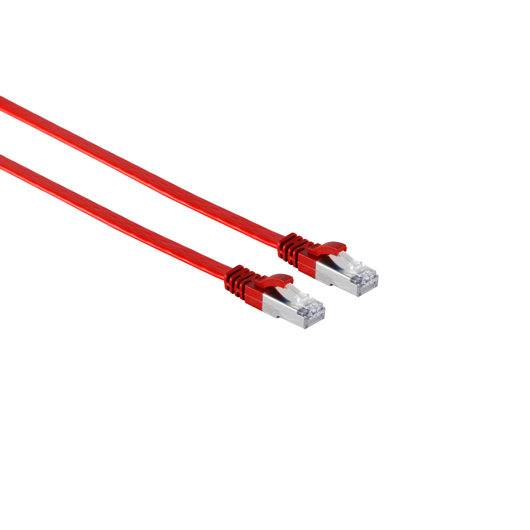 KABELBUDE RJ45 slim m. Patchkabel m rot Flachkabel RJ45, Rohkabel CAT 15m, 15 7