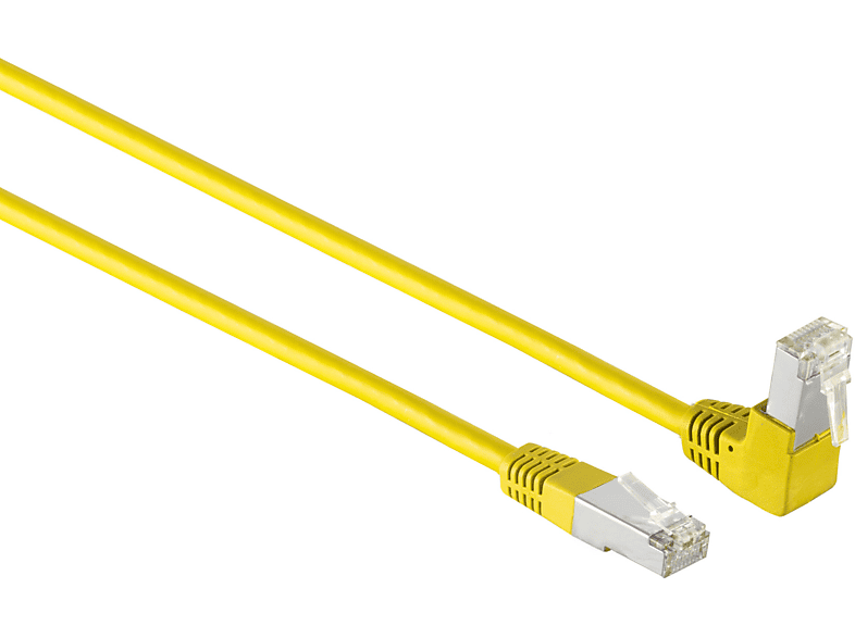 KABELBUDE Kabel cat 6 S/FTP PIMF Winkel-gerade gelb 0,2m, Patchkabel RJ45, 0,25 m