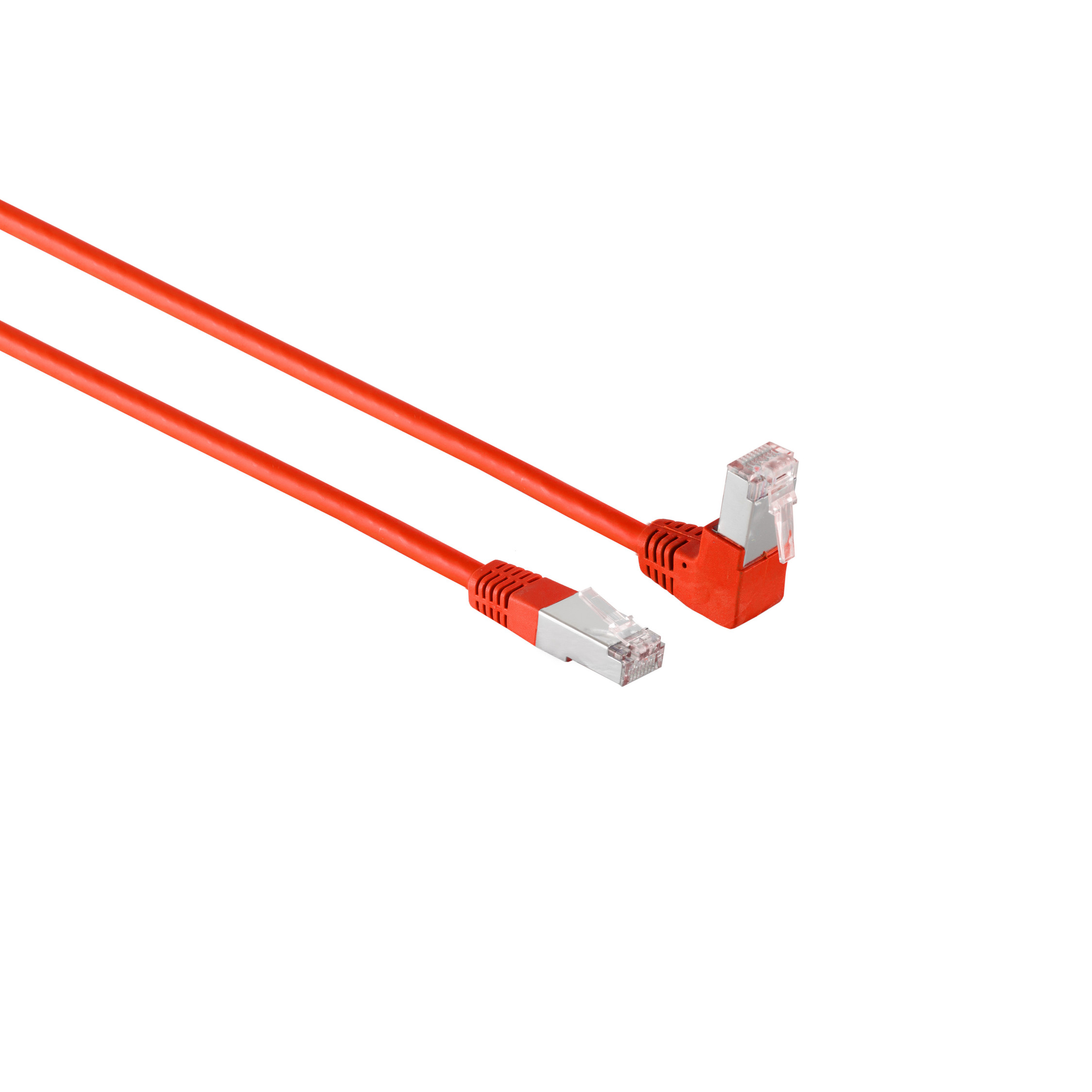 KABELBUDE Kabel cat 6 m rot Winkel-gerade RJ45, S/FTP Patchkabel PIMF 0,25m, 0,25