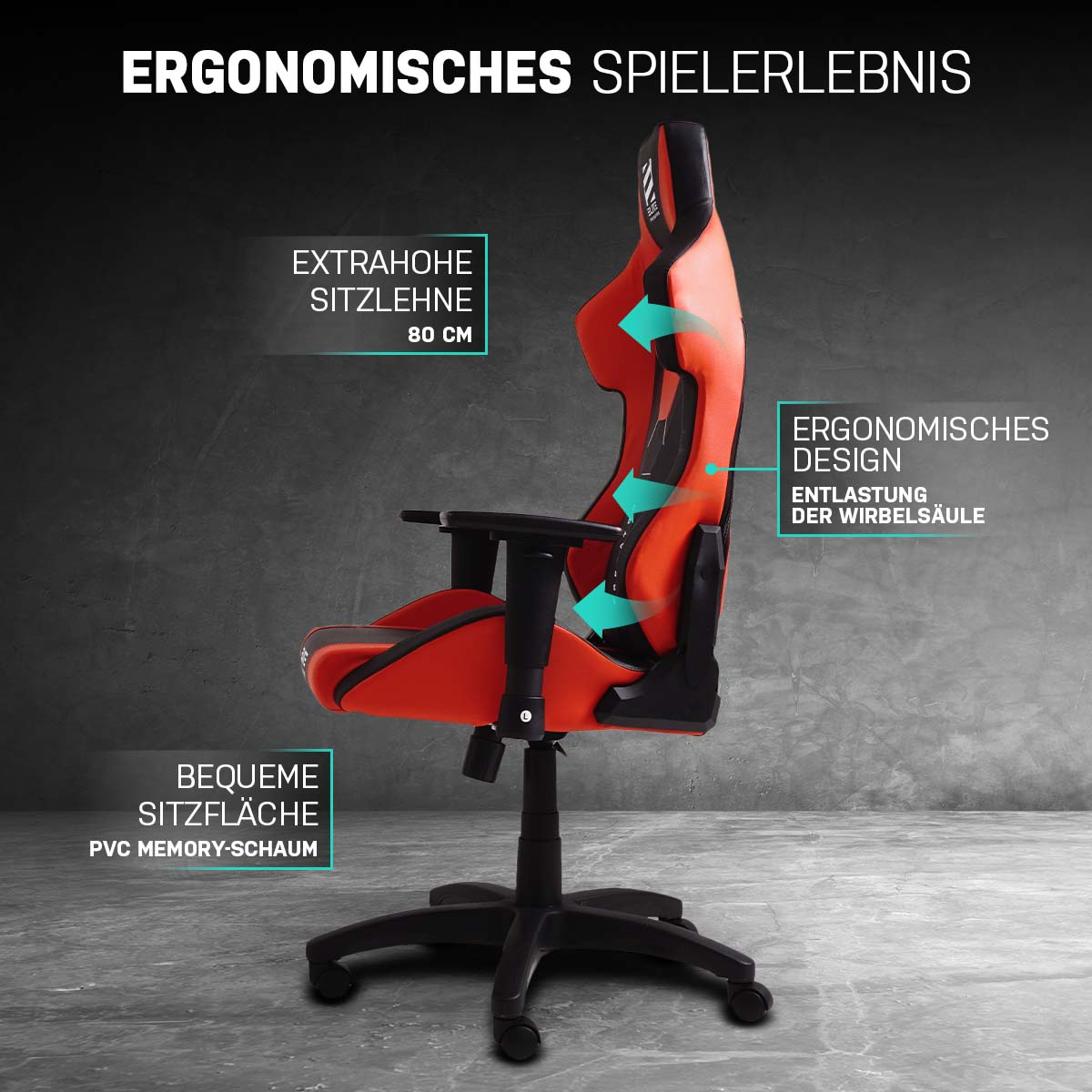 Gaming Stuhl, Rot/Schwarz ELITE PREDATOR