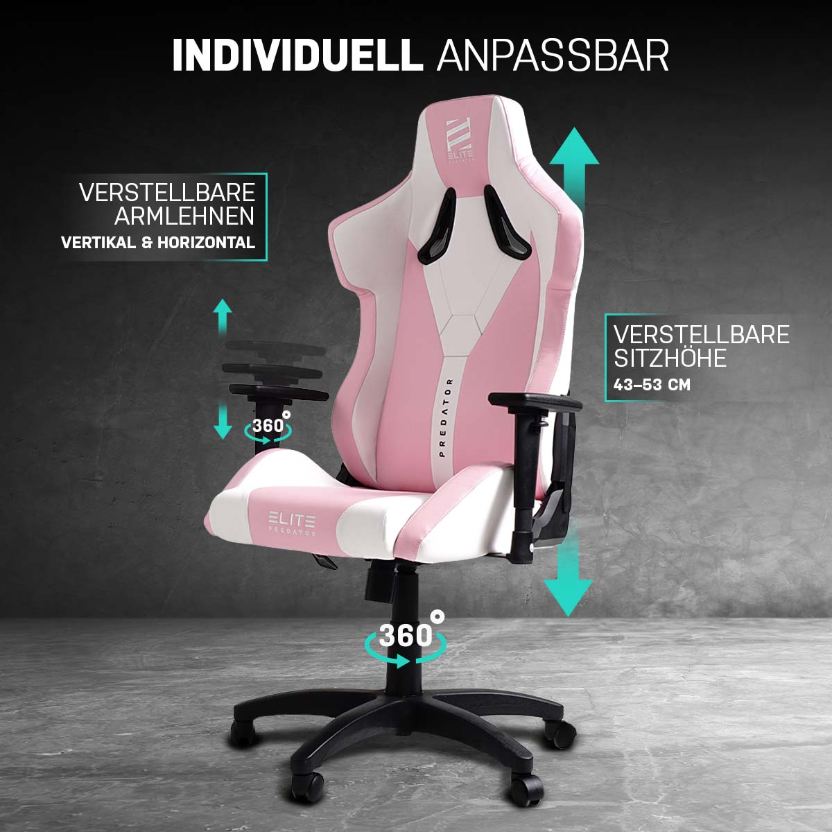 ELITE PREDATOR Gaming Pink/Weiß Stuhl