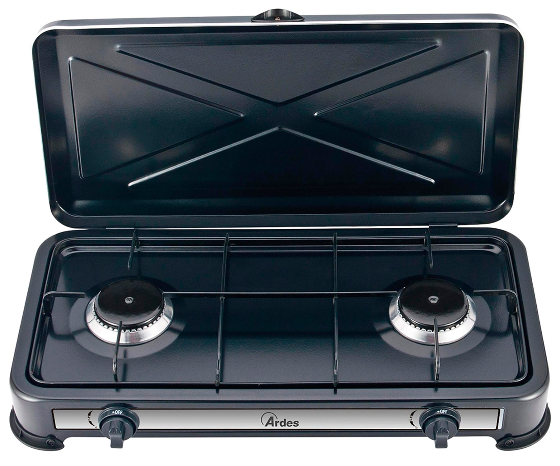 Hornillo - Ardes Hornillo de sobremesa de 2 fogones ARDES, 2200 W, Negro