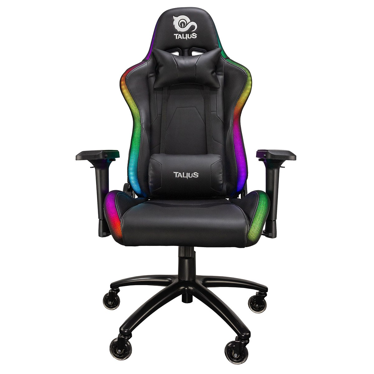 Silla gaming - TAL-CAMALEON TALIUS, Reposabrazos4D (ajustable en altura, anchura y profundidad, también se puede girar), 120,0 kg, Negro/LED RGB