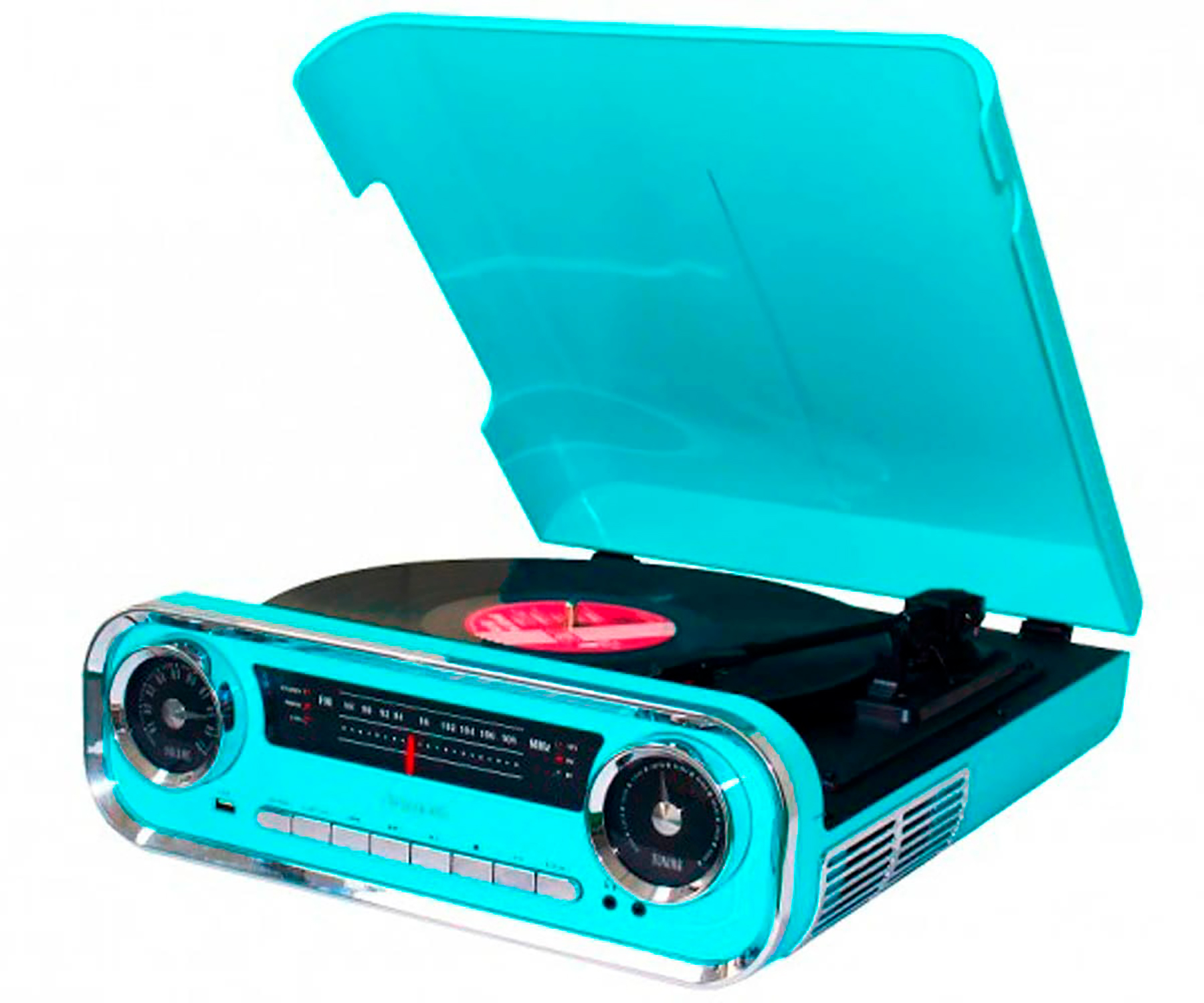 Tocadiscos - LAUSON 01TT18 AZUL TOCADISCOS VINTAGE 3 VELOCIDADES BLUETOOTH USB GRABACIÓN MP3 FM LAUSON, -, 33 / 45 / 78 RPM, Azul