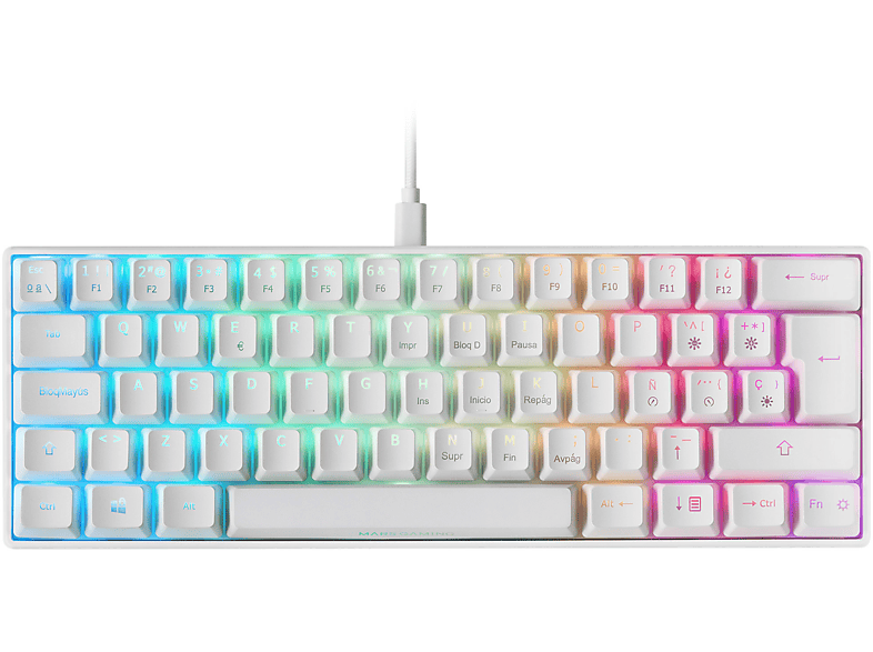 Teclado Gaming MARS GAMING MKMINIWRES (USB - Loyaut Español - Blanco)