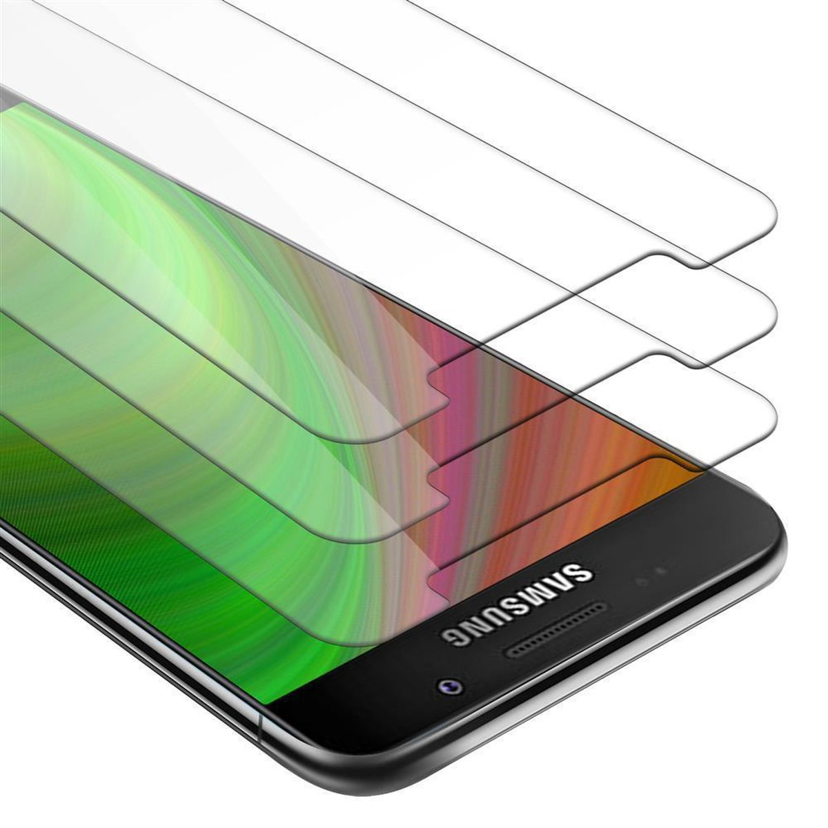 CADORABO Galaxy Tempered Samsung 2016) A5 Schutzglas 3x Schutzfolie(für Glas