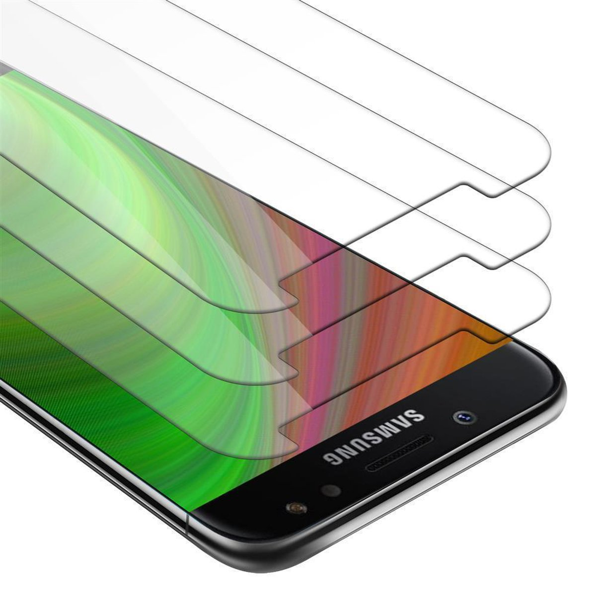 CADORABO 3x Tempered 2017) Schutzglas J3 Samsung Galaxy Glas Schutzfolie(für