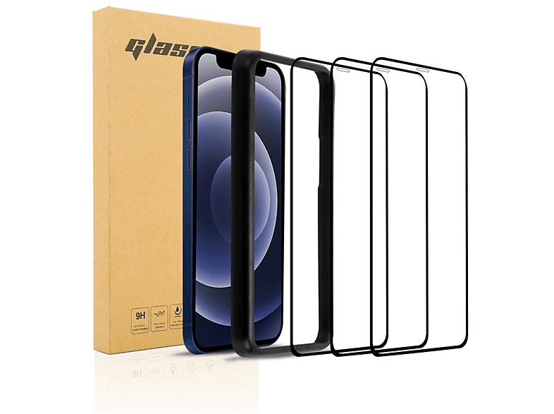 CADORABO 3x MAX) PRO Schutzglas iPhone Vollbild mit 12 Schutzfolie(für Installationshilfe Apple