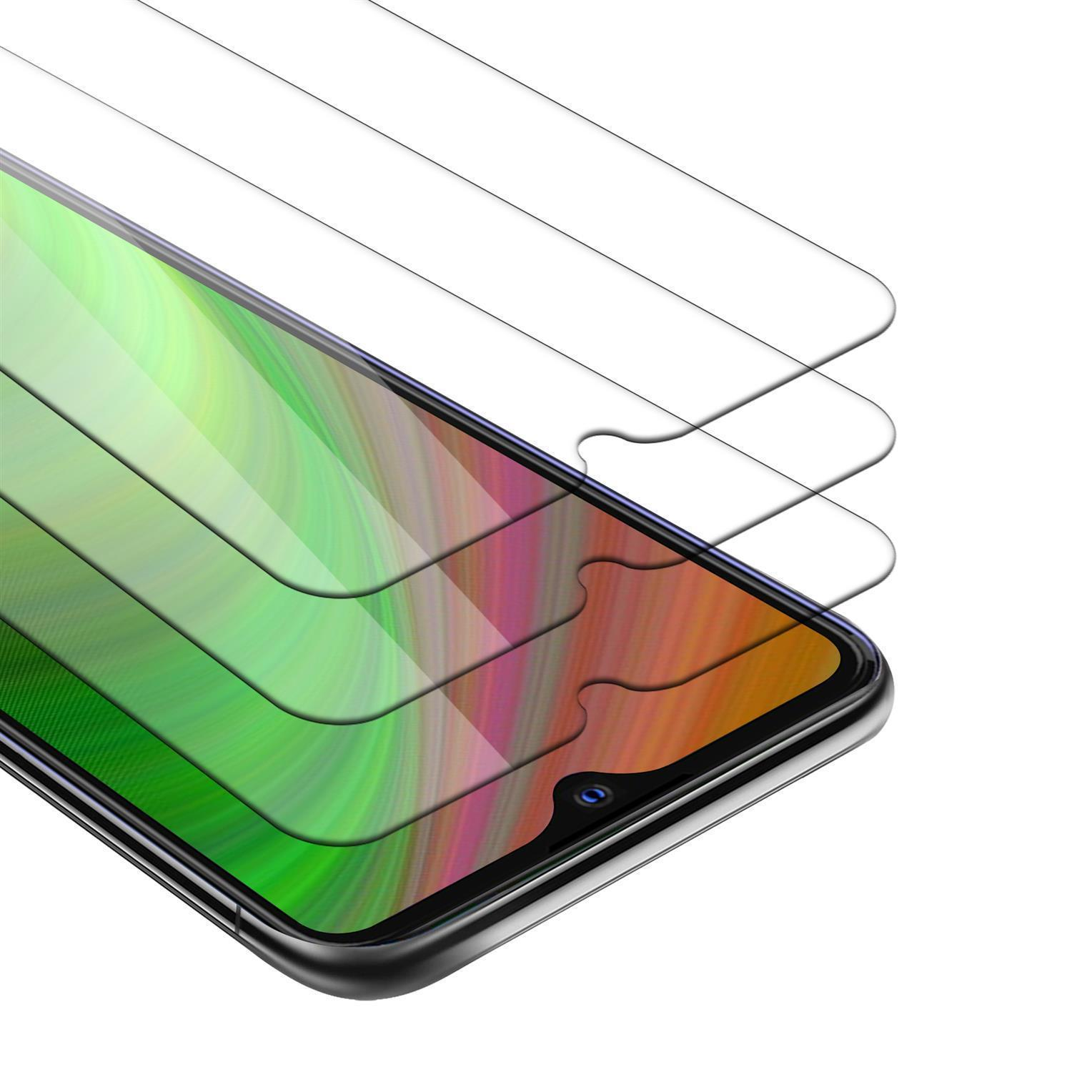 Tre protezioni schermo su uno schermo del telefono. Lo schermo mostra una sfumatura colorata.