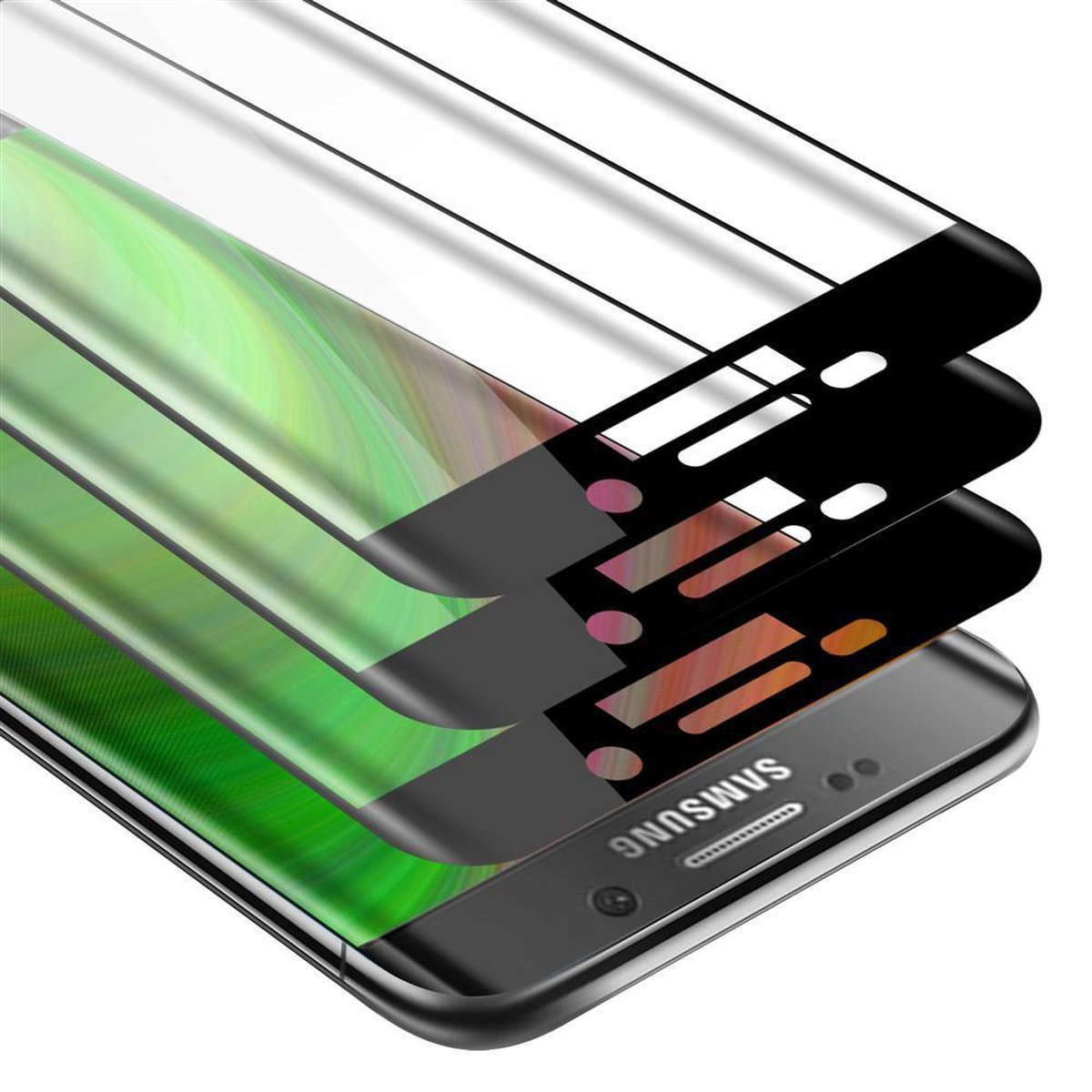 Schutzglas Schutzfolie(für 3x EDGE Vollbild S6 Tempered CADORABO Galaxy PLUS) Samsung