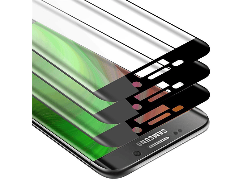 CADORABO 3x Vollbild Schutzglas Tempered Schutzfolie(für Samsung Galaxy S7 EDGE)