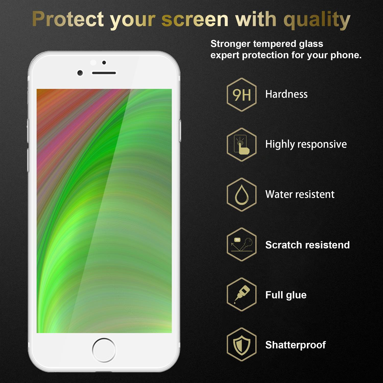 / Tempered CADORABO 7S Schutzglas 3x / Vollbild PLUS PLUS) Schutzfolie(für Apple PLUS 7 iPhone 8