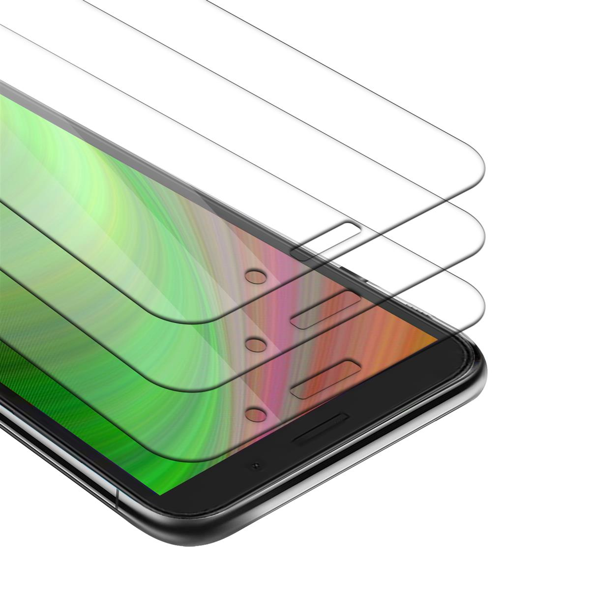Tre protezioni schermo su un telefono che mostrano colori verdi e arancioni.