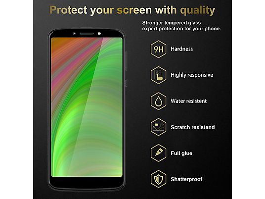 Protector pantalla  - Protector de pantalla completa CADORABO, Motorola, MOTO E5 PLUS, Vidrio templado