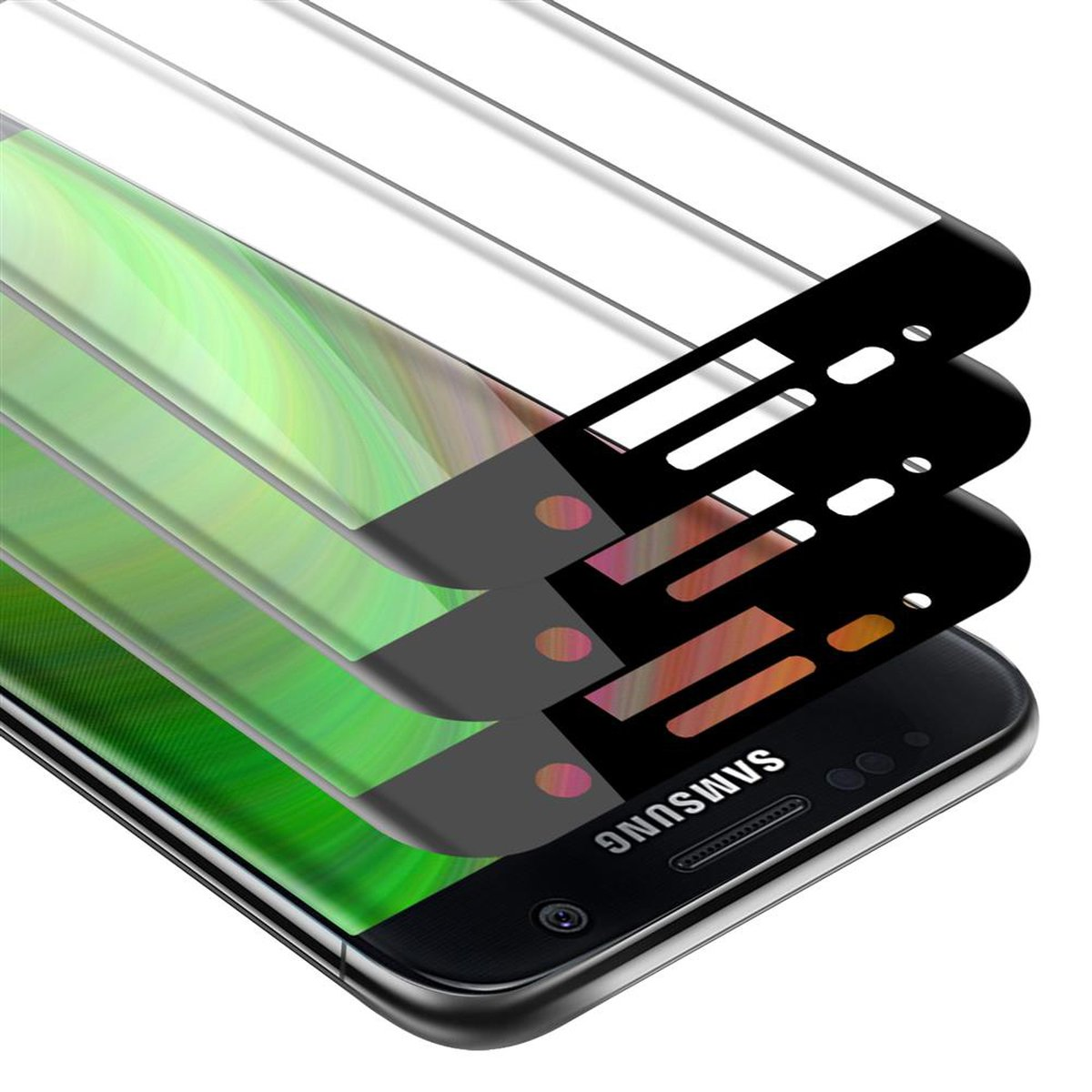 CADORABO 3x Schutzfolie(für Tempered Vollbild Samsung Schutzglas S7) Galaxy