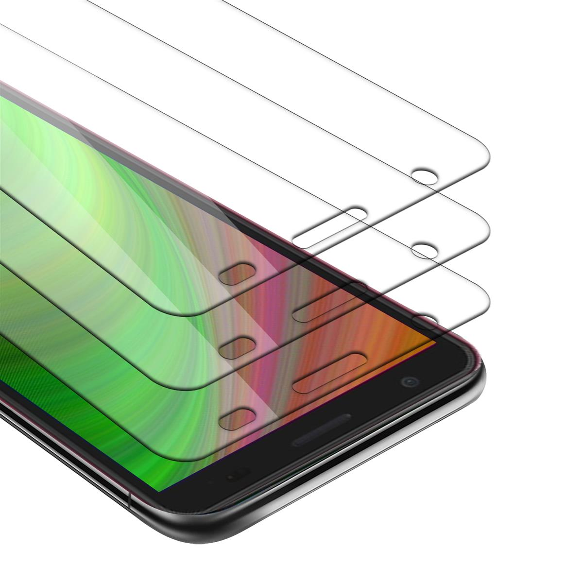 Uno smartphone con protezioni schermo sopra. Il telefono mostra un display colorato.