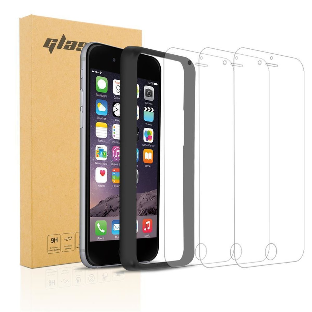 PLUS) Schutzglas / / Apple Schutzfolie(für 7 Tempered mit PLUS CADORABO Installationshilfe 8 iPhone 3x PLUS 7S