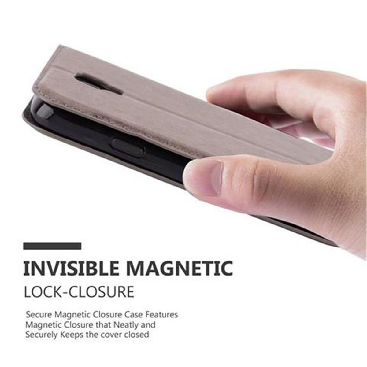 CADORABO Book Bookcover, Galaxy Samsung, S4 KAFFEE Invisible Hülle ACTIVE, Magnet, BRAUN