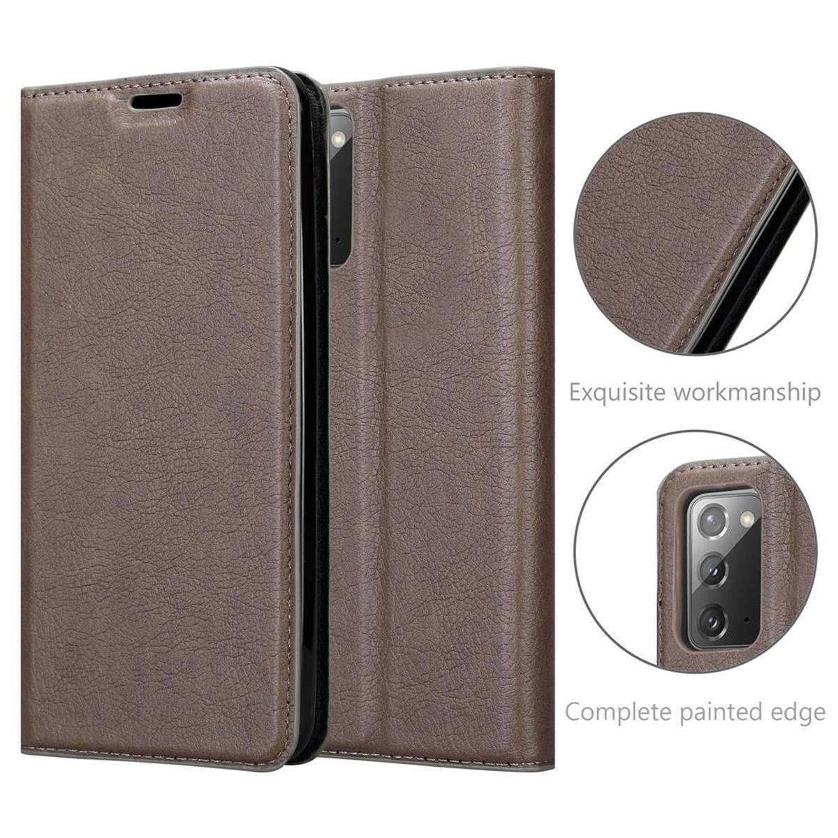 CADORABO Book Hülle Invisible KAFFEE Galaxy Bookcover, Samsung, 20, NOTE BRAUN Magnet