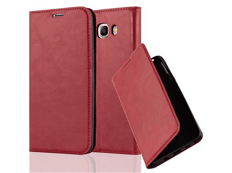 CADORABO Book Hülle Invisible J7 2016, ROT APFEL Samsung, Galaxy Bookcover, Magnet
