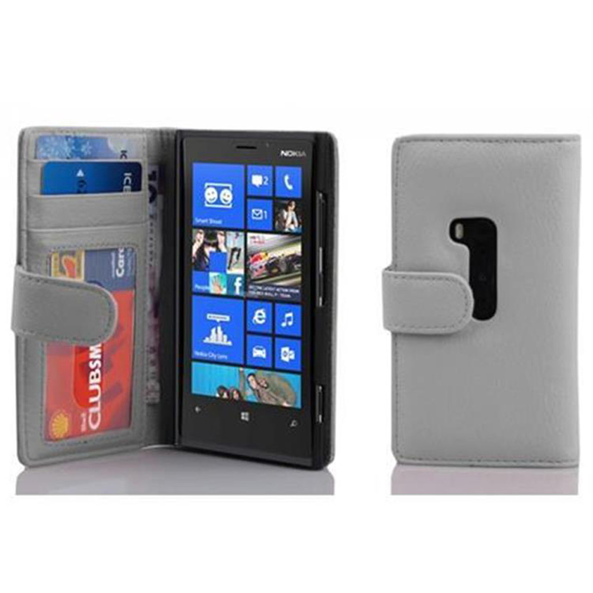 CADORABO Book Hülle mit Kartenfach Standfunktuon, Nokia, MAGNESIUM 920, Bookcover, Lumia WEIß