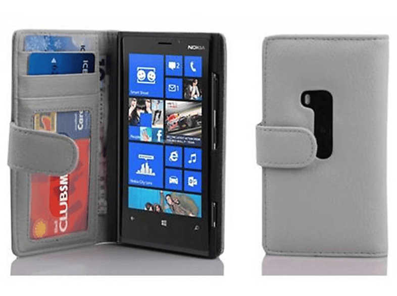CADORABO Book Hülle mit Kartenfach Standfunktuon, Nokia, MAGNESIUM 920, Bookcover, Lumia WEIß
