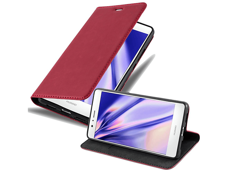 CADORABO Book Hülle Invisible Magnet, Bookcover, Huawei, P9 LITE 2016 / G9 LITE, APFEL ROT