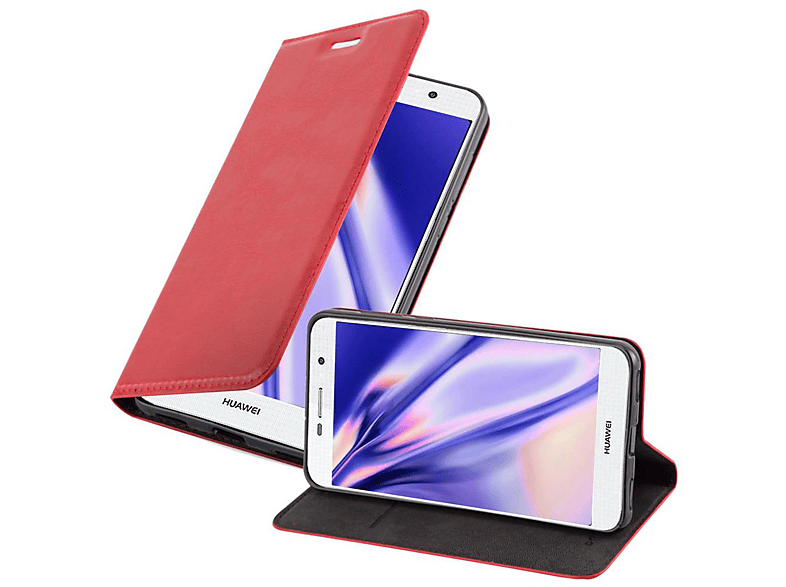 CADORABO Book Hülle Invisible Magnet, Bookcover, Huawei, Y5 2017 / Y6 2017, APFEL ROT